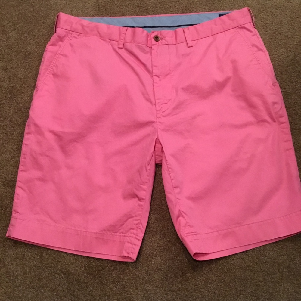 EUC Polo Ralph Lauren Flat Front Shorts SZ 36 Pink 100% Cotton